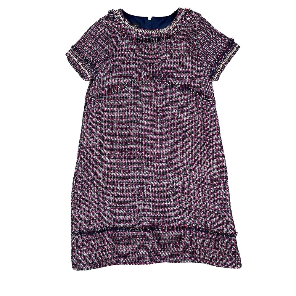 Laundry Shelli Segal Youth Girls Tweed Short Sleeves Chain Detail Dress Size 16